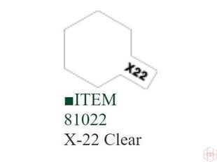 Краска Tamiya - X-22 Clear, 10 мл  цена и информация | Принадлежности для рисования, лепки | 220.lv