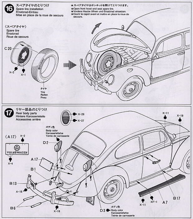 Tamiya - Volkswagen Beetle 1966 Model, 1/24, 24136 cena un informācija | Konstruktori | 220.lv