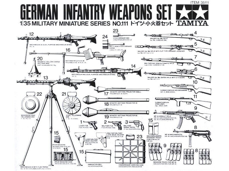 Tamiya - German Infantry Weapons Set, 1/35, 35111 cena un informācija | Konstruktori | 220.lv
