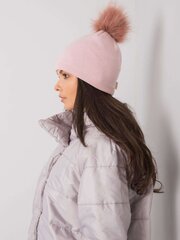 Ziemas cepure ar pomponu, gaiši rozā cena un informācija | Sieviešu cepures | 220.lv