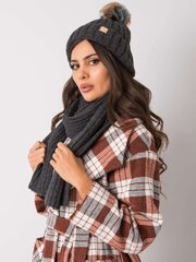 RUE PARIS ziemas komplekts, cepure un šalle, grafīta krāsā Dark grey One size цена и информация | Женские шапки | 220.lv