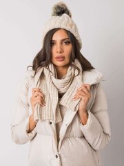 RUE PARIS ziemas komplekts, cepure un šalle, bēšā krāsā Beige One size цена и информация | Женские шапки | 220.lv