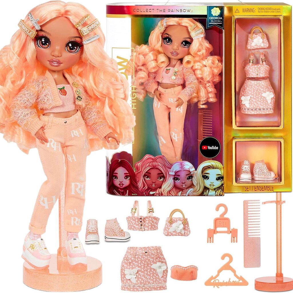 Lelle Rainbow high Lelle Peach, 29 cm цена и информация | Rotaļlietas meitenēm | 220.lv