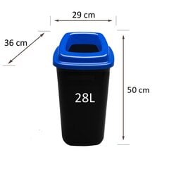 Черный мусорный бак с синей открытой крышкой, 28 л цена и информация | Мусорные баки | 220.lv