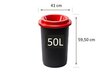 Melna atkritumu tvertne ar sarkanu, atvērtu vāku, 50 l цена и информация | Miskastes | 220.lv