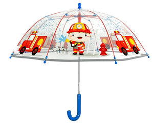 Bērnu caurspīdīgs lietussargs Perletti Ugunsdzēsējs zēniem 42/8, 15583 cena un informācija | Bērnu aksesuāri | 220.lv