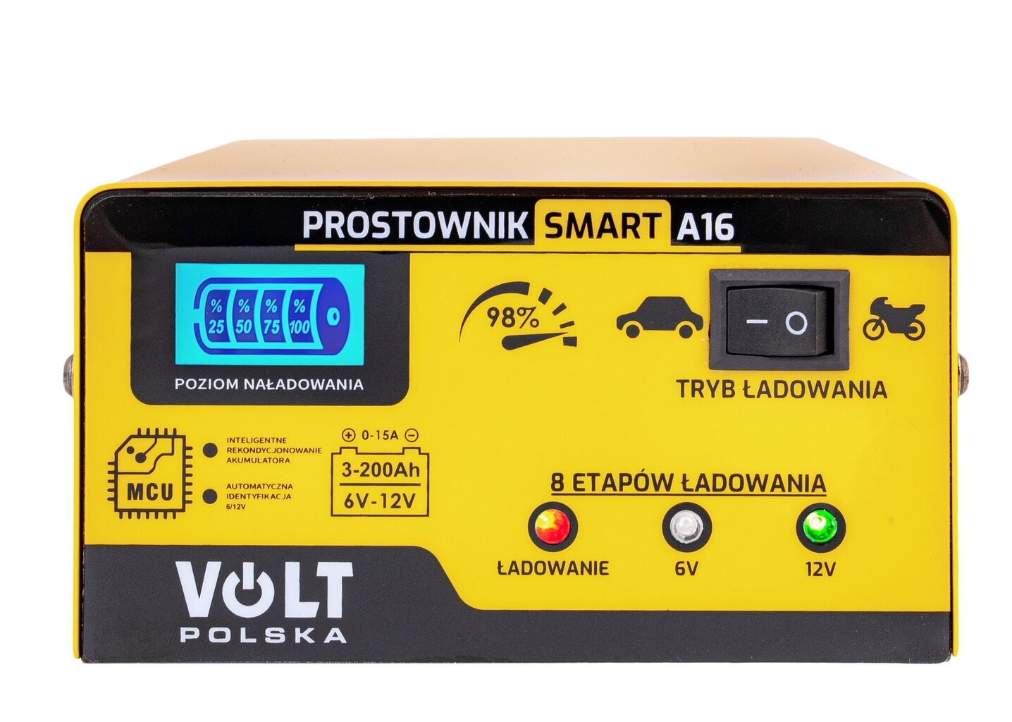 Universāls mikroprocesora akumulatoru lādētājs Volt Polska 6V/12V 15A Smart A16 cena un informācija | Akumulatoru lādētāji | 220.lv