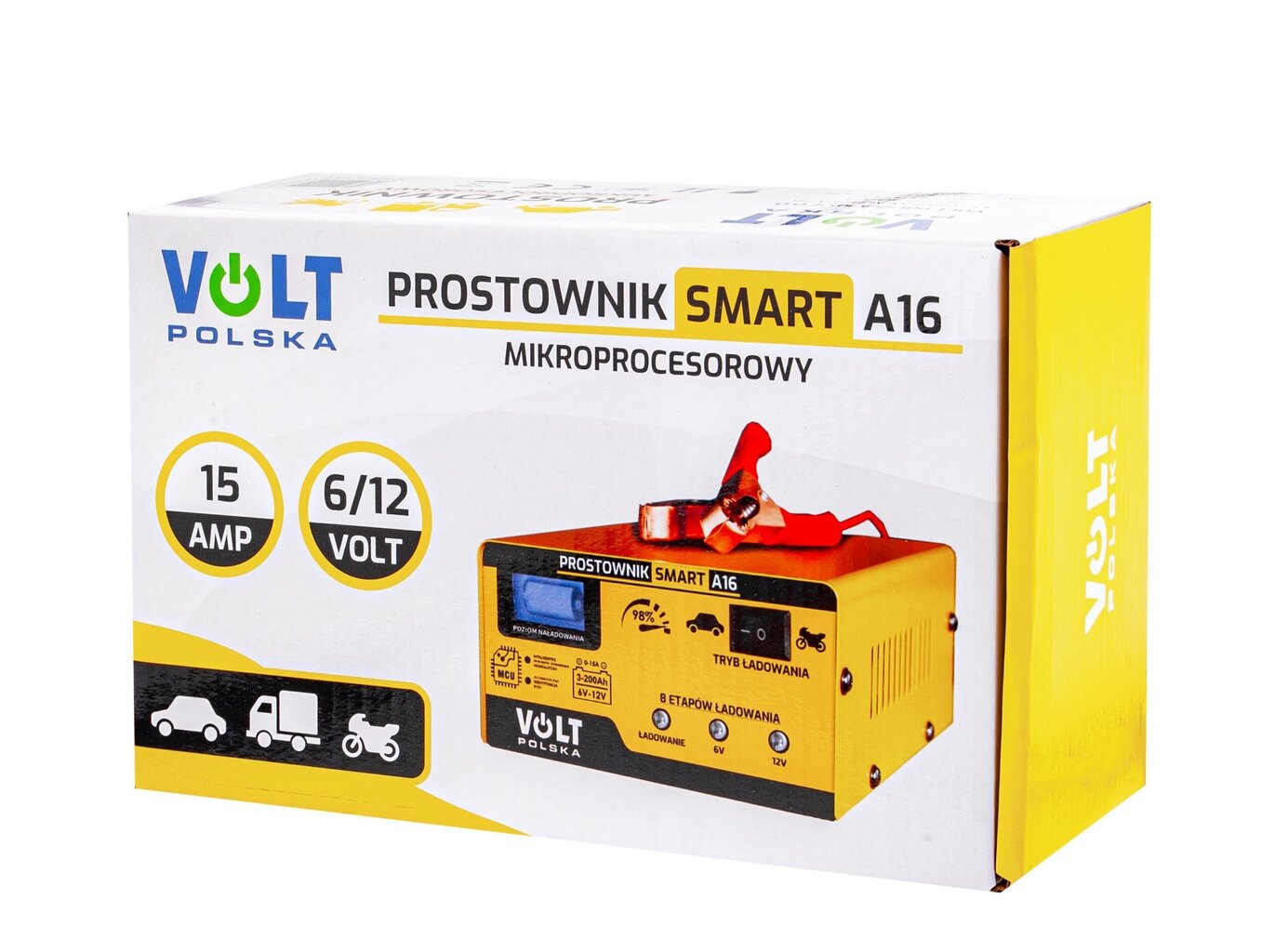 Universāls mikroprocesora akumulatoru lādētājs Volt Polska 6V/12V 15A Smart A16 cena un informācija | Akumulatoru lādētāji | 220.lv