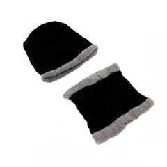 Cepure, šalle (komplekts), UNISEX SET BLACK cena un informācija | Vīriešu cepures, šalles, cimdi | 220.lv