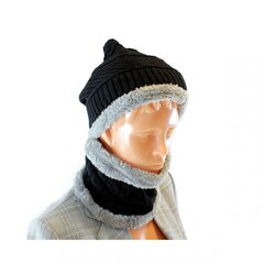 Cepure, šalle (komplekts), UNISEX SET BLACK цена и информация | Мужские шарфы, шапки, перчатки | 220.lv