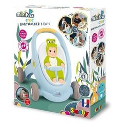 Staigulis - stūmējs - leļļu rati Smoby Minikiss Croc 3-in-1, gaiši zils цена и информация | Игрушки для малышей | 220.lv