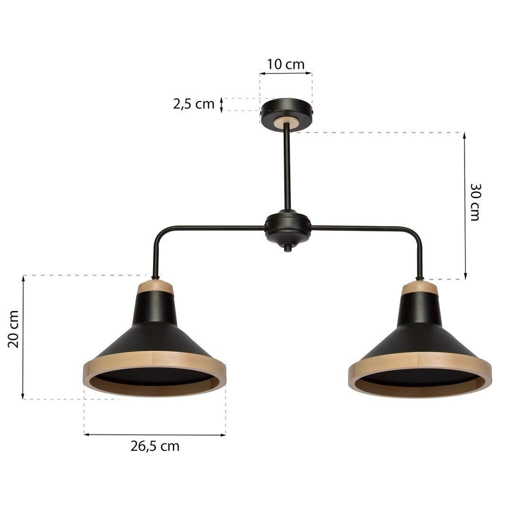 Milagro griestu lampa Salma Black/Wood цена и информация | Griestu lampas | 220.lv