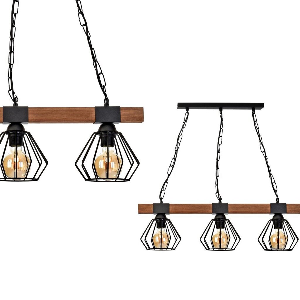 Milagro piekarināmā lampa Ulf Black/Wood 3 cena un informācija | Lustras | 220.lv