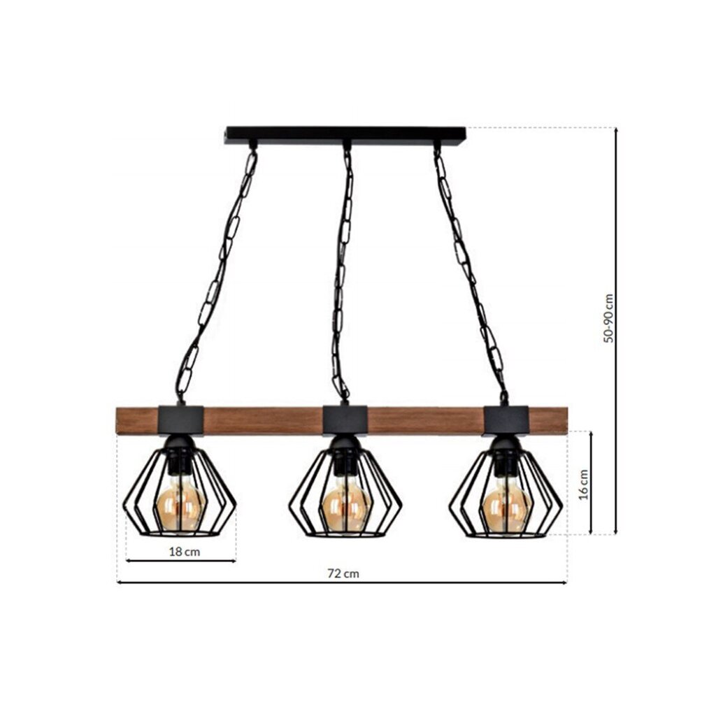 Milagro piekarināmā lampa Ulf Black/Wood 3 cena un informācija | Piekaramās lampas | 220.lv