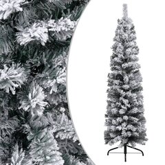 vidaXL mākslīgā Ziemassvētku egle ar sniegu, šaura, zaļa, 150 cm, PVC цена и информация | Искусственные елки | 220.lv