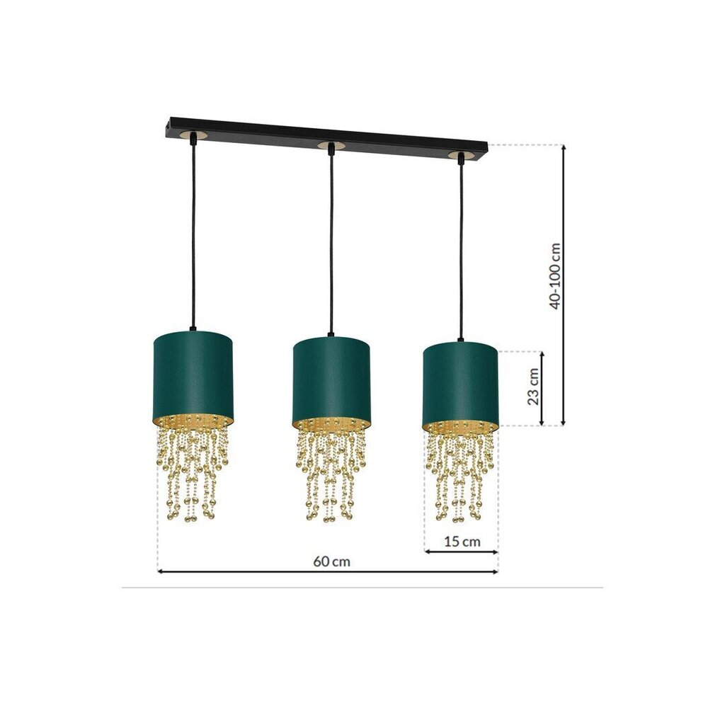 Milagro piekarināmā lampa Almeria Green/Gold cena un informācija | Piekaramās lampas | 220.lv