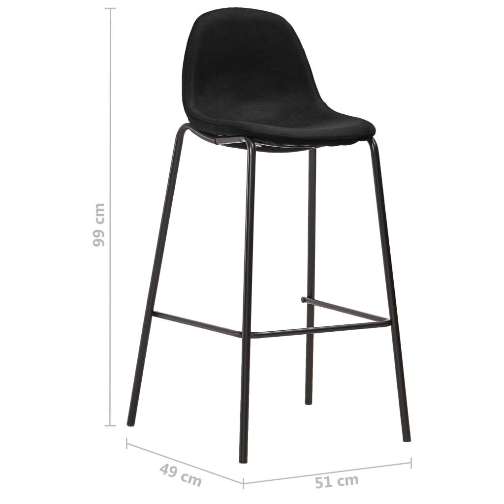 vidaXL bāra krēsli, 6 gab., melns audums cena un informācija | Virtuves un ēdamistabas krēsli | 220.lv