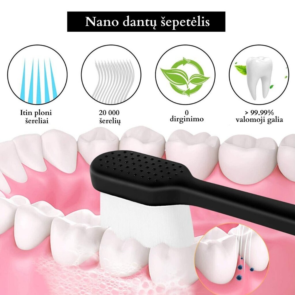 Nano zobu birste, taisni sariņi, balta cena un informācija | Zobu pastas, birstes | 220.lv
