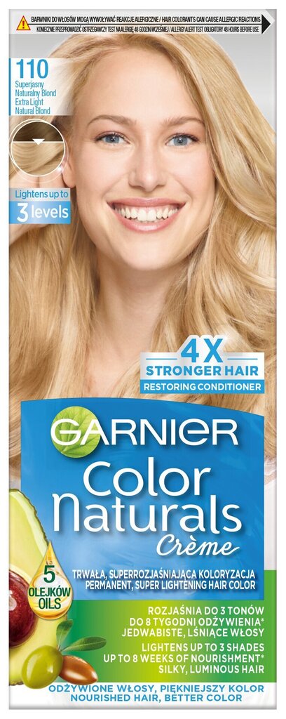 Ilgnoturīga matu krāsa Garnier Color Naturals, 110 Extra Light Natural Blond цена и информация | Matu krāsas | 220.lv