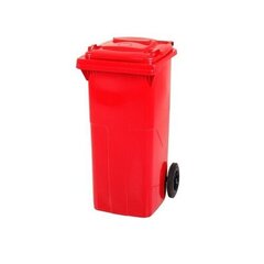 Atkritumu tvertne 120 l, sarkana cena un informācija | Komposta kastes un āra konteineri | 220.lv