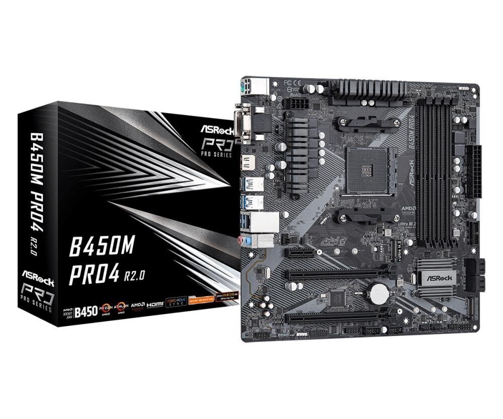 ASRock B450M PRO4 R2.0 cena un informācija | Mātesplates | 220.lv