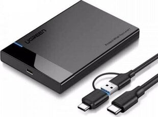Futlāris Ugreen US221 SATA, HDD 2,5", USB 3.0 + USB-C, USB-C 3.1 цена и информация | Жёсткие диски | 220.lv