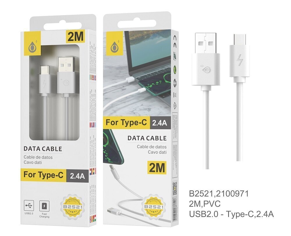 Vads USB-C 2m 2.4A OnePlus balts cena un informācija | Savienotājkabeļi | 220.lv