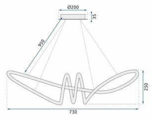 Piekaramā LED lampa ar tālvadības pulti Swirl, Gold cena un informācija | Lustras | 220.lv