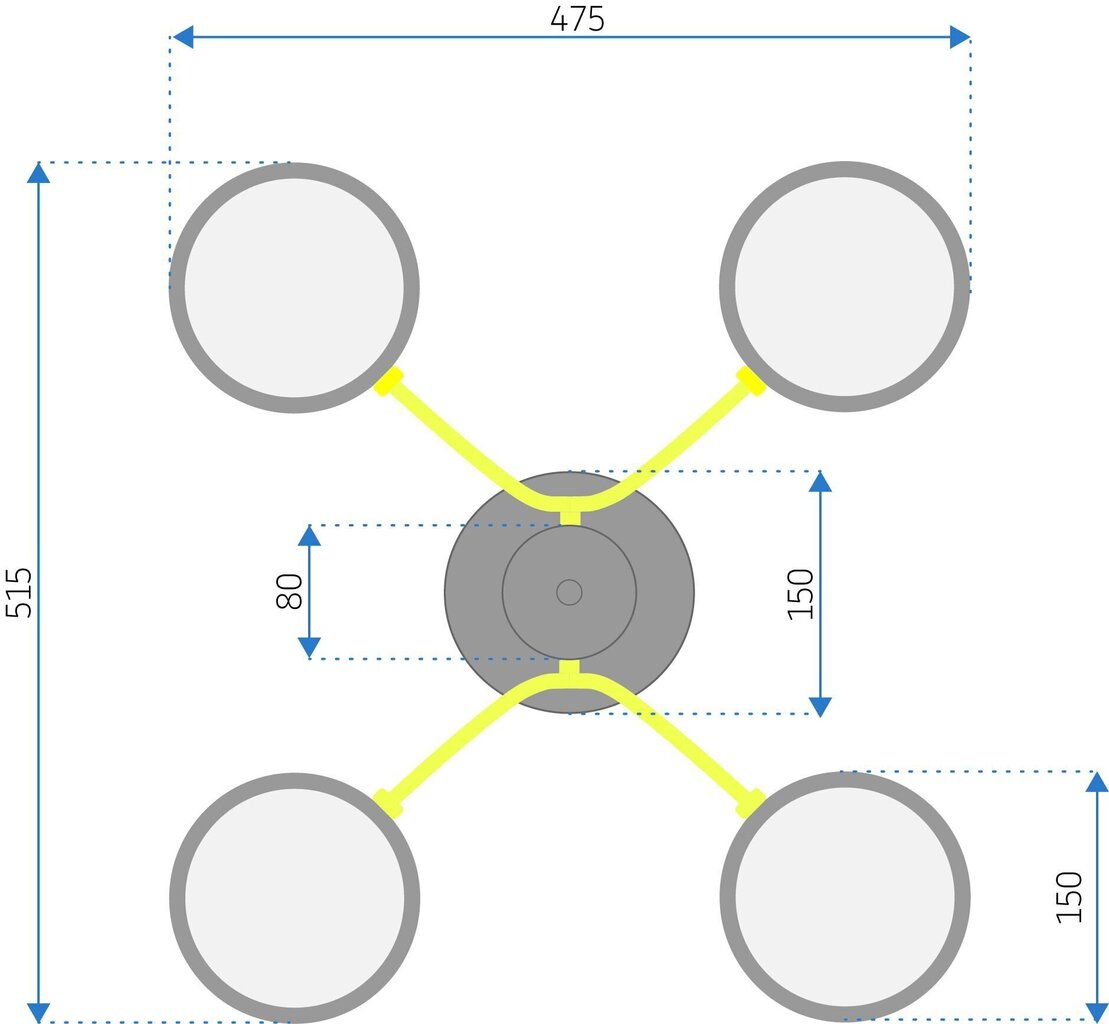 Griestu lampa ar tālvadības pulti Rhythm 4, Grey/Gold cena un informācija | Griestu lampas | 220.lv