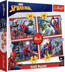4 puzļu komplekts „Zirnekļcilvēks“ Trefl cena un informācija | Puzles, 3D puzles | 220.lv