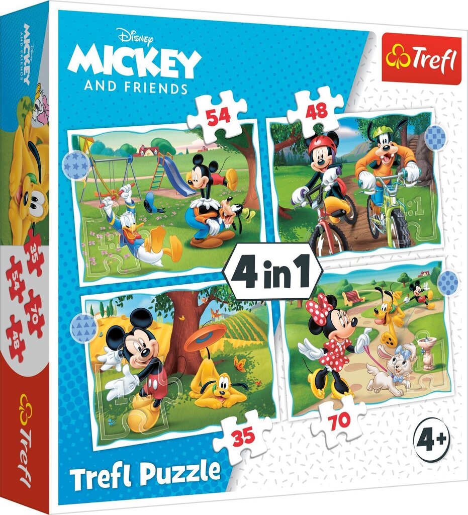 TREFL DISNEY Pužļu komplekts 4in1 Mikijs cena un informācija | Puzles, 3D puzles | 220.lv