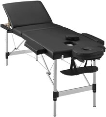 Массажный стол складной 3-х зонный, алюминий - черный VANGALOO цена и информация | Аксессуары для массажа | 220.lv