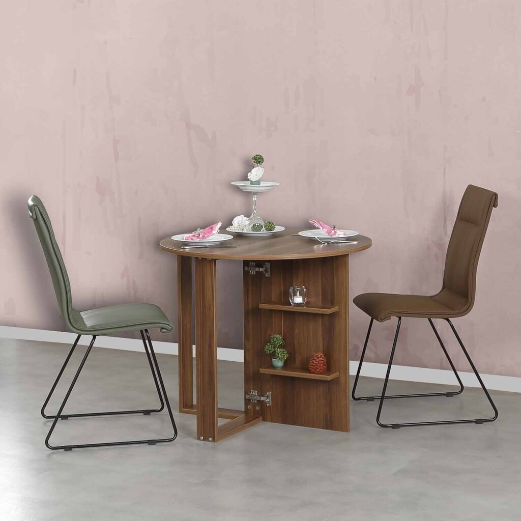 Paplašināms galds Kalune Design Middle, tumši brūns cena un informācija | Virtuves galdi, ēdamgaldi | 220.lv