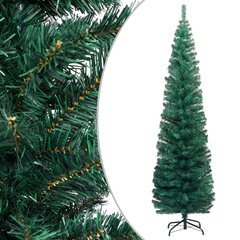 vidaXL mākslīgā Ziemassvētku egle ar statīvu, šaura, zaļa, 180 cm, PVC cena un informācija | Mākslīgās egles, vainagi, statīvi | 220.lv