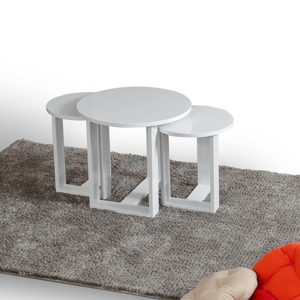 3-u kafijas galdiņu komplekts Kalune Design Mira, balts cena un informācija | Žurnālgaldiņi | 220.lv