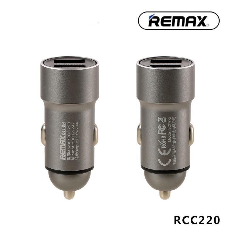 Auto lādētājs Remax RCC-220 ar 2xUSB savienotājiem 2.4A sudraba cena un informācija | Auto 12V el. piederumi | 220.lv