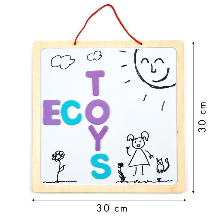 EcoToys Magnētiskā koka tāfele ar cipariem un burtiem cena un informācija | Attīstošās rotaļlietas | 220.lv