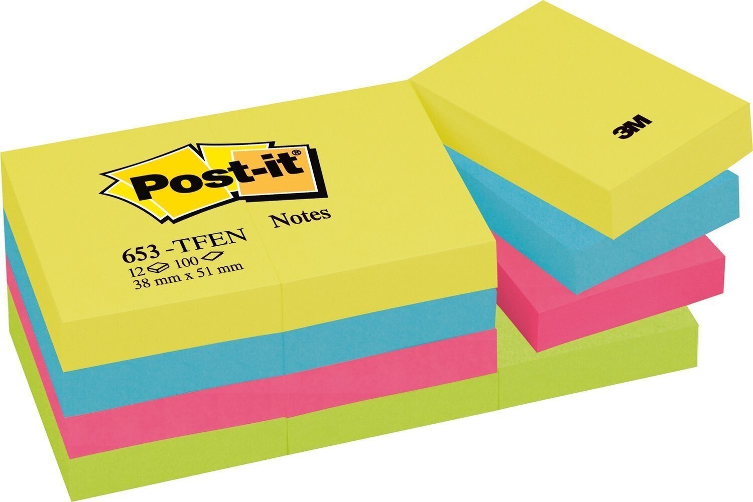 Līmlapiņu kubs POST-IT Energetic colours, 38x51 mm, 1200 lapiņas цена и информация | Burtnīcas un papīra preces | 220.lv