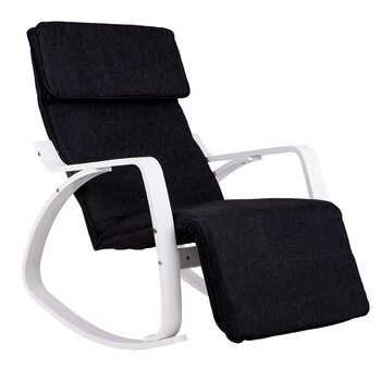 Кресло-качалка регулируемое с подставкой для ног, черно-белое цена и информация | Кресла в гостиную | 220.lv