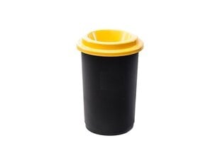 Контейнер для мусора, черный с открытой желтой крышкой, 50 л цена и информация | Мусорные баки | 220.lv