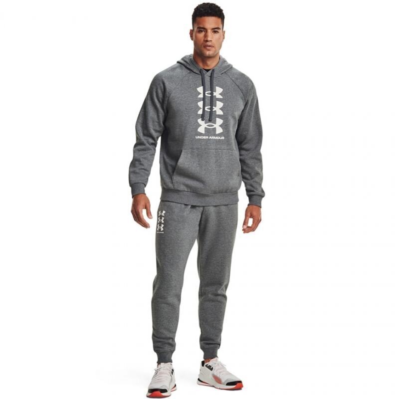 Vīriešu sporta bikses Under Under Armor Rival Fleece 3Logo Jogger Pants M 1357 131 012, pelēkas cena un informācija | Sporta apģērbs vīriešiem | 220.lv