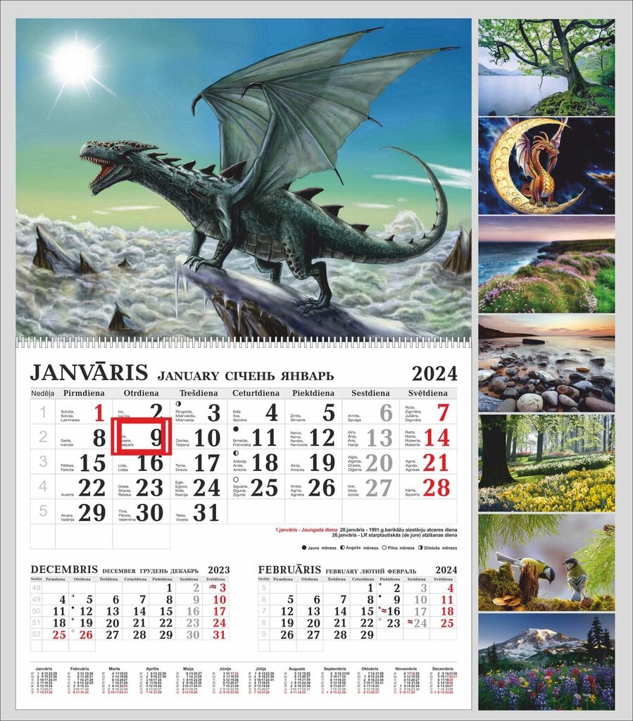 Kalendārs 2024 ar vienu bildi ( viena spirāle) цена и информация | Kalendāri, piezīmju grāmatas | 220.lv