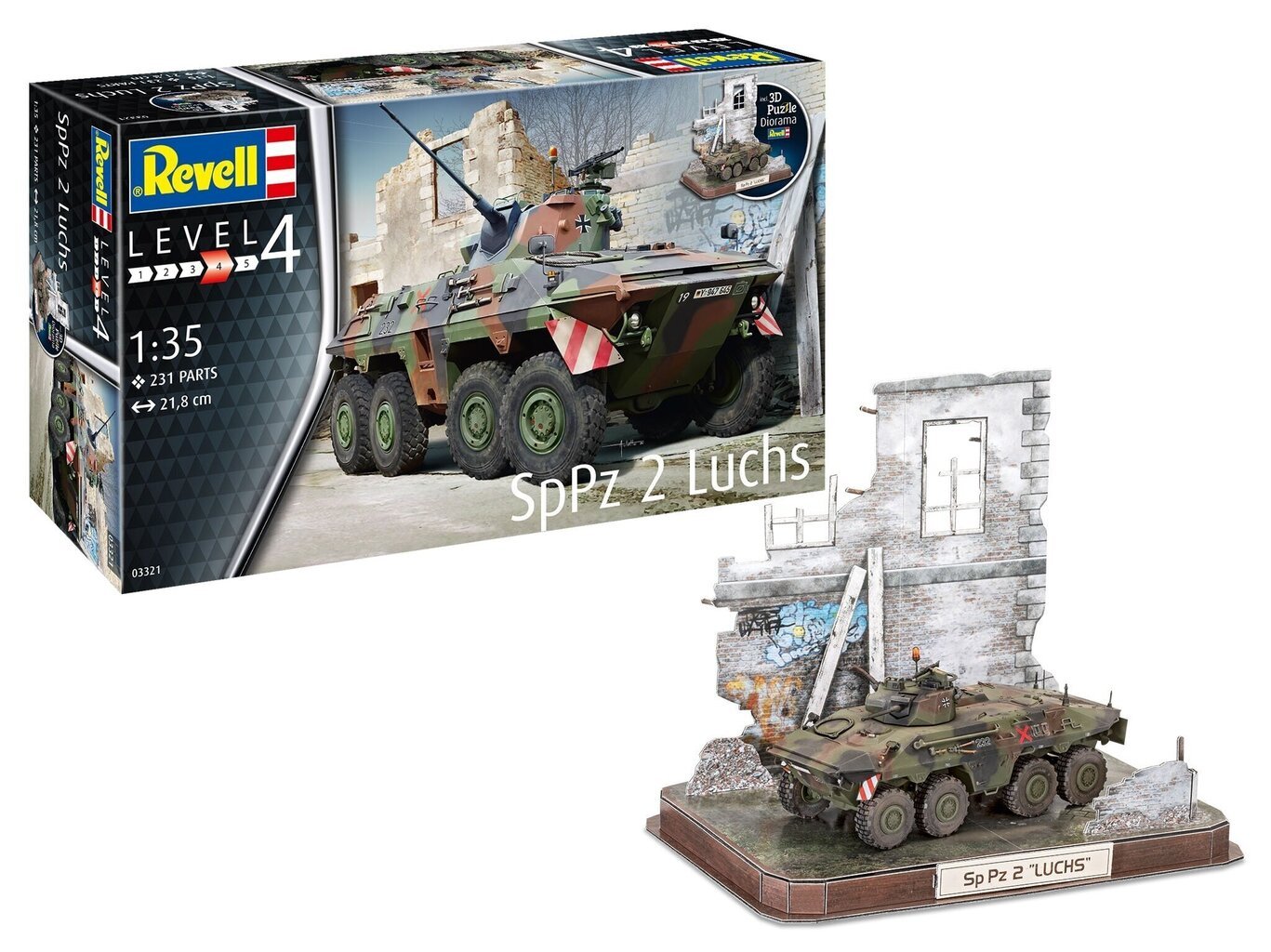 Revell - SpPz2 Luchs & 3D Puzzle Diorama, 1/35, 03321 cena un informācija | Konstruktori | 220.lv
