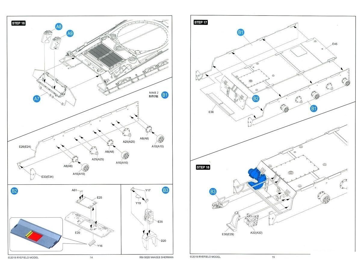 Rye Field Model - M4A3E8 Sherman w/Workable Track Links, 1/35, RFM-5028 cena un informācija | Konstruktori | 220.lv