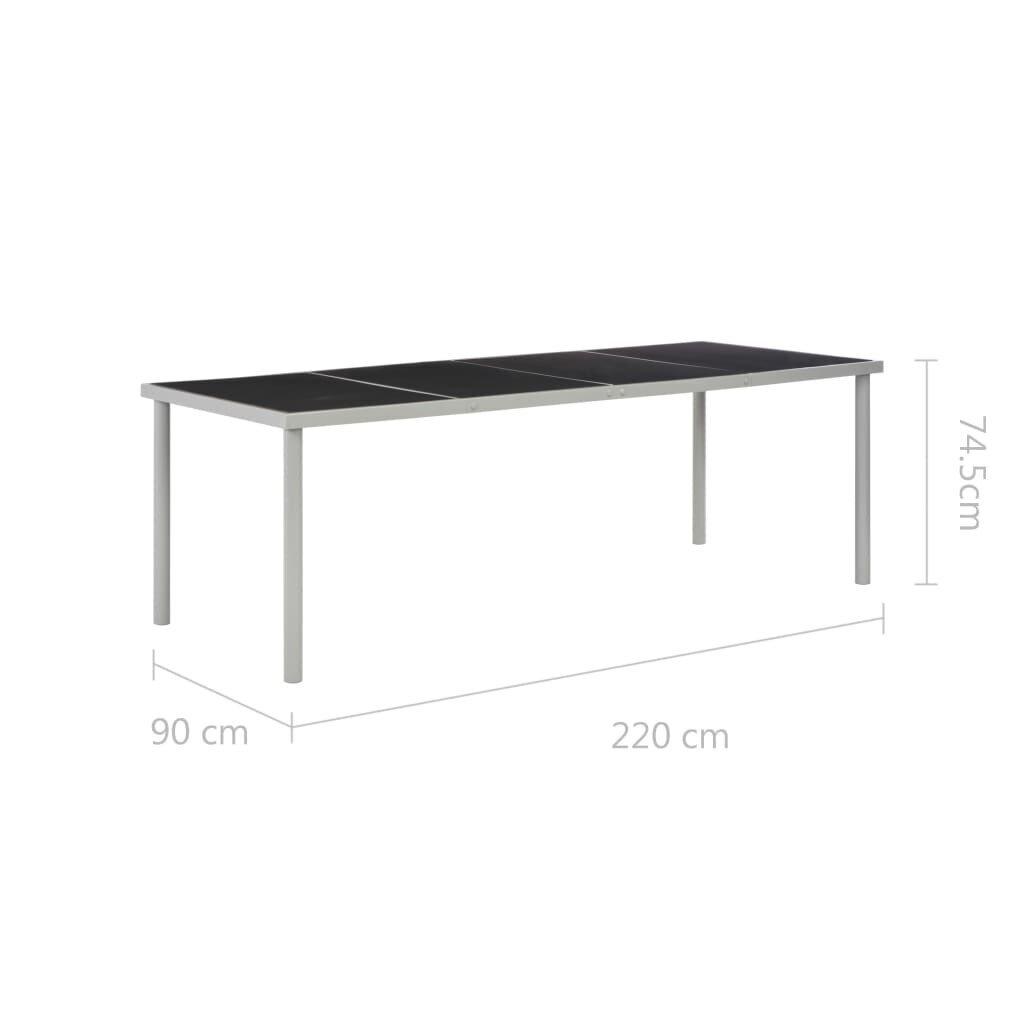 Dārza galds vidaXL, 220x90x74,5 cm, melns, tērauds cena un informācija | Dārza galdi | 220.lv