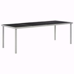 Dārza galds vidaXL, 220x90x74,5 cm, melns, tērauds cena un informācija | Dārza galdi | 220.lv