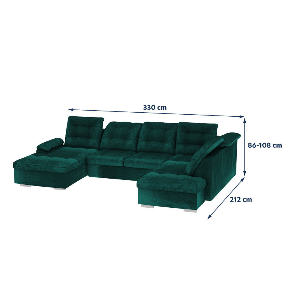 Stūra dīvāns Selsey Jamaal U, zaļš cena un informācija | Stūra dīvāni | 220.lv