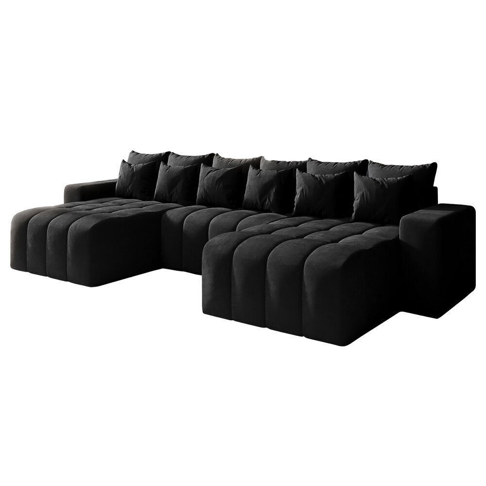 Stūra dīvāns Selsey Batilo U, melns cena un informācija | Stūra dīvāni | 220.lv