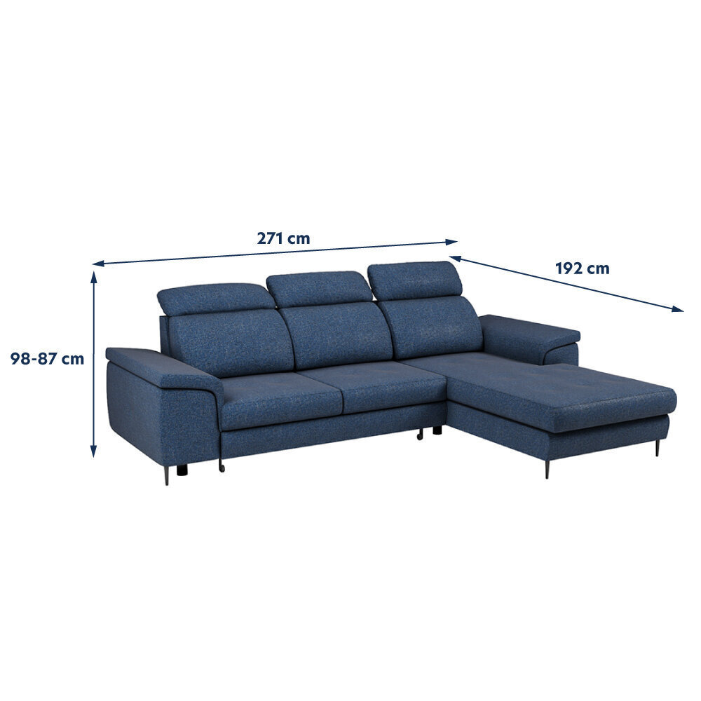Stūra dīvāns Selsey Erola, zils cena un informācija | Stūra dīvāni | 220.lv