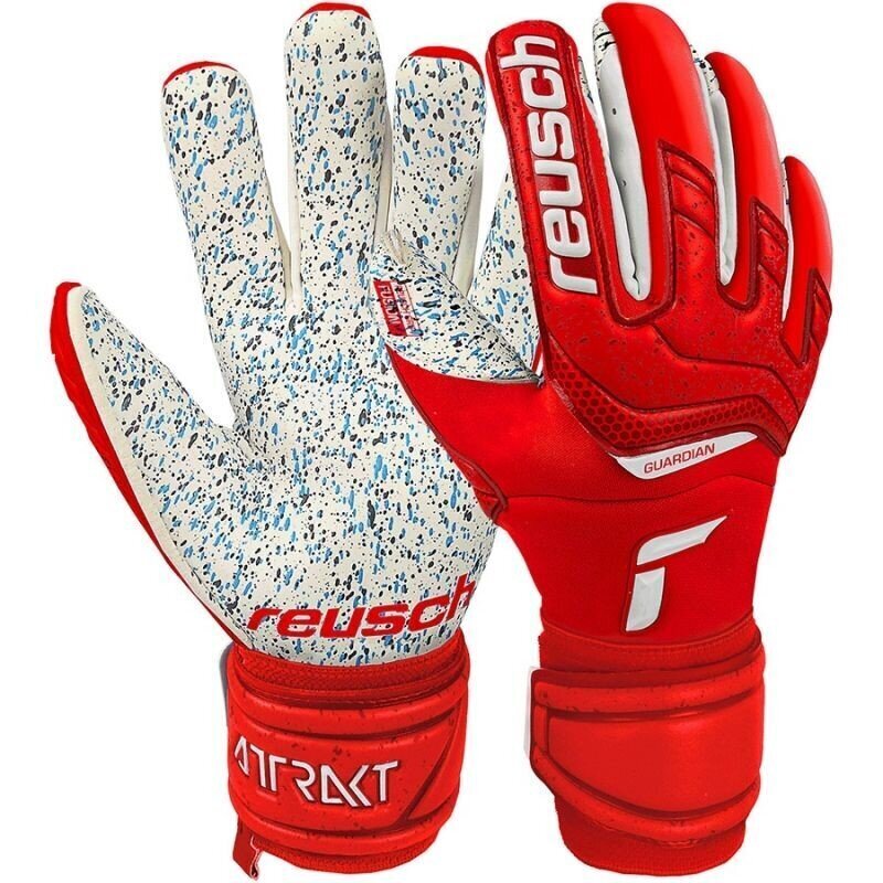 Vārtsarga cimdi Reusch Attrakt Fusion Guardian M 51 70985 3002 51709853002, sarkani cena un informācija | Futbola formas un citas preces | 220.lv